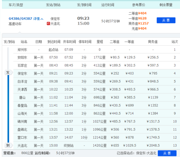 从保定东站到大连北站沿途停几次_360问答