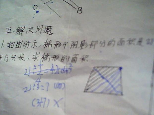 如图所示,梯形中阴影的面积是21平方分米,求梯