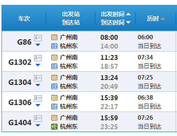 广州南站到杭州东站的高铁中途换车吗