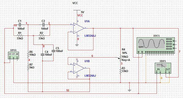 LM324做一个50Hz陷波器的问题 仿真没问题.实