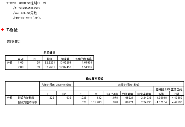 spss17分析的两组数据 怎么看这两组数据是否