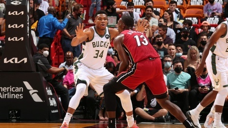 NBA常规赛-巴特勒21分字母哥15+10 热火42分大胜雄