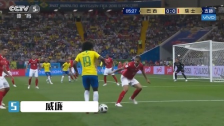 世界杯最酷榜 6月17日五大过人：内马尔威廉各占半席 桑巴军团技巧全开