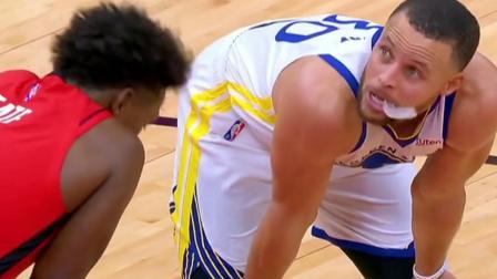 NBA热辣资讯 这就是射手的反应能力！库里争球前牙套不慎掉落迅速将其接住！