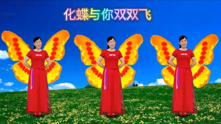 广场舞《化蝶与你双双飞》舞姿优雅，情歌对唱