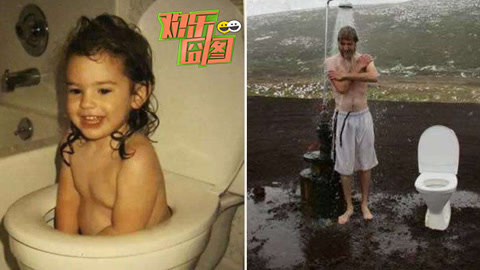 欢乐囧图 露天疯狂玩水路人被吓坏