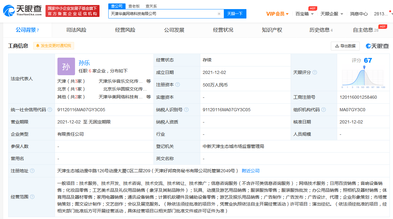 杜华李佳琦合伙开公司 注册资本500万人民币