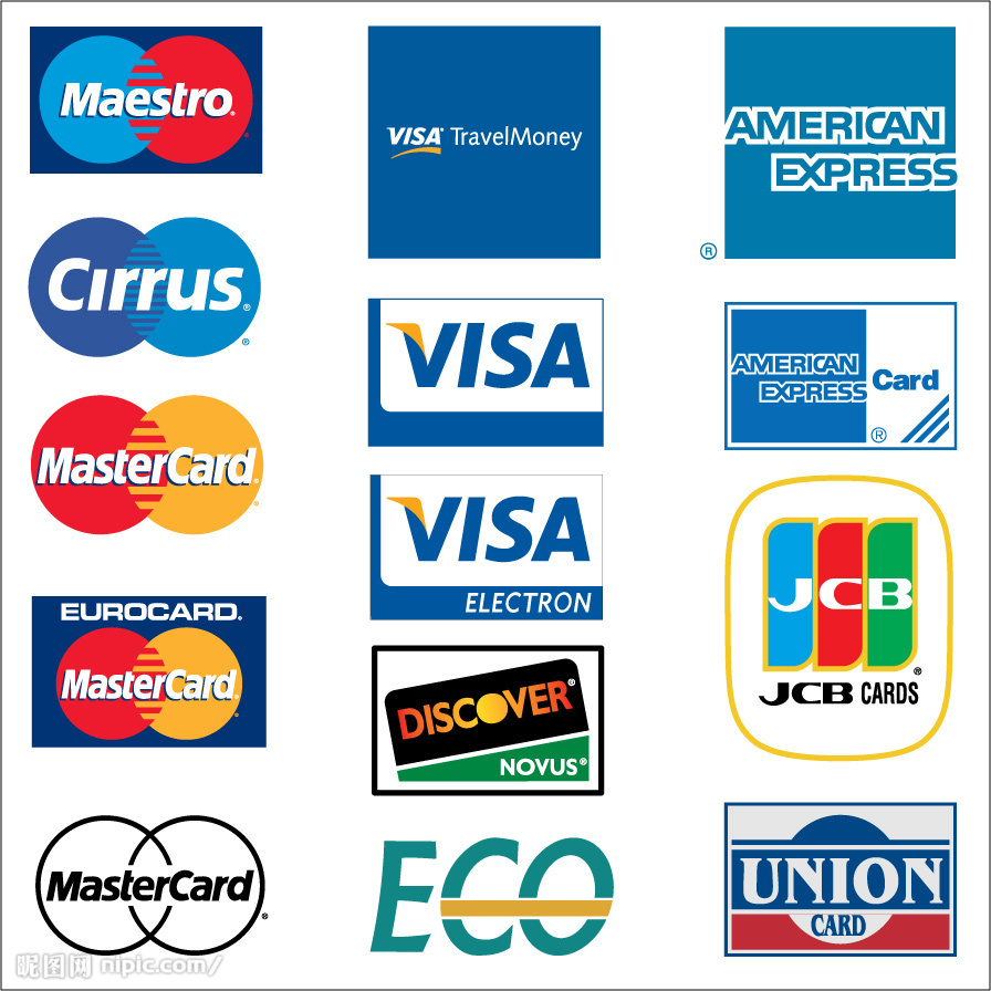 25种信用卡标志矢量图