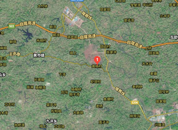 沿滩区王井镇黄桷村航拍实景卫星地图